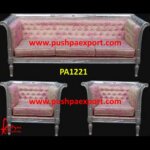 Wooden Carving Sofa with Silver Sheet