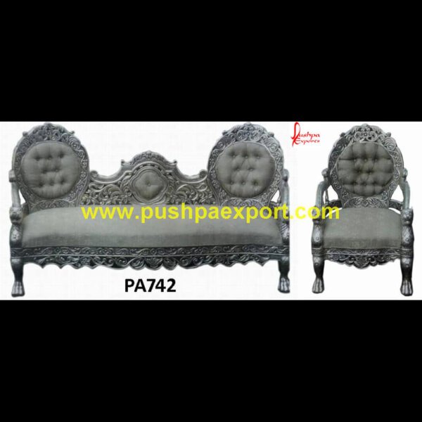 Silver Sofa with Carved Teak Wood PA742 silver sofa set, silver crushed velvet sofa set, silver sofa and loveseat, silver sofa chair, silver sofa cushions, silver sofa for sale, silver sofa living room, silver sofa living room ideas.jpg