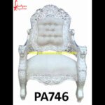 White and Silver Carved Sofa Chair