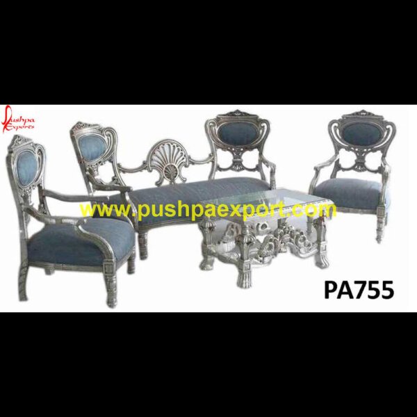 Silver Wooden Sofa With Carving PA755 silver sofa table, silver sofa set designs, silver sofa set price, silver sofa side table, silver sofa studio, silver sofa uk, silver studded sofa, silver tufted couch, silver tufted sofa.jpg