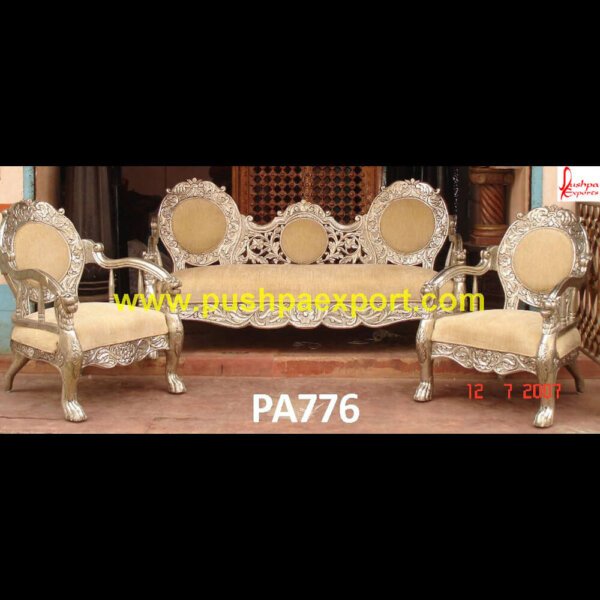 Silver Furniture Sofa PA776 carved sofa, silver couch, wooden sofa with carving, silver grey 2 seater sofa, antique carved 3 pc victorian style sofa set, brown leather couch silver end tables, carved sofa set chennai.jpg