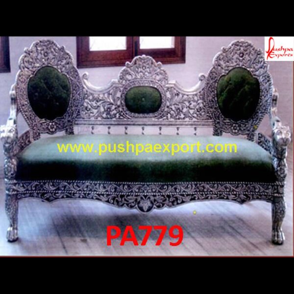 Green And Silver Velvet Sofa PA779 silver couch pillows, silver leather couch, carved sofa set in delhi, carved teak wood sofa sets, carved three seater, carved wooden sofa sets in coimbatore, carving sofa set in mumbai, carving three.jpg