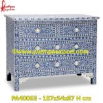 Blue Bone Inlay Floral Chest Of Drawers