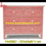 Red Bone Inlay Chest Of Drawers