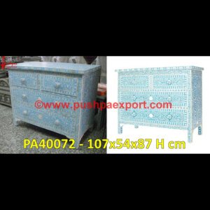 Arctic Blue Bone Inlay Chest Of Drawers