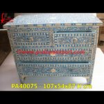 Sky Blue Bone Inlay Chest of Drawers