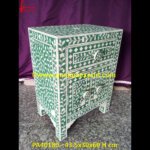 Green Floral Inlay Bedside Table