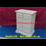 White Bone Inlay Bedside Cabinet