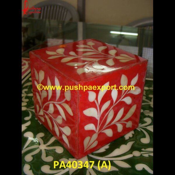 Bone Inlay Box in Red Color PA40347 (A) bone inlay decorative box, bone inlay decorative boxes, bone inlay jewelry box, bone inlay storage box, bone inlay tissue box, bone inlay trinket box, bone jewelry box, bone mystery box.jpg