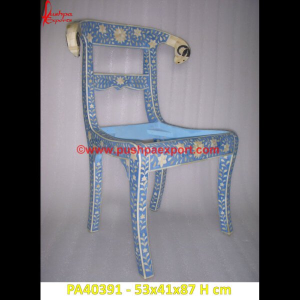 Rams Head Bone Chair In Blue PA40391 Bone Throne Chair, Chair Bone, Herringbone Dining Chair, Indian Bone Inlay Furniture UK, Inlay Dining Chair, Inlay Stool, Is Bone Inlay Furniture Ethical, Lazy Bone Chair.jpg