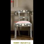Rams Head Black Bone Inlay Chair In Flower Design
