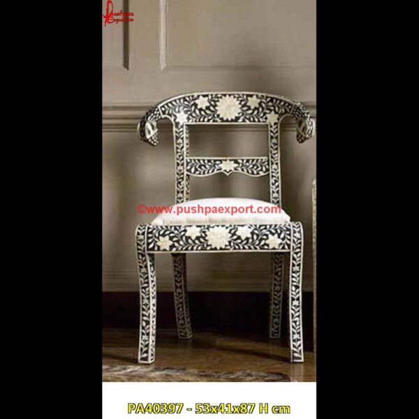 Rams Head Black Bone Inlay Chair In Flower Design PA40397 The Bone Chair, Bone Inlay Furniture Melbourne, Bone Inlay Furniture New York, Bone Inlay Furniture NYC, Bone Inlay Furniture NZ, Bone Inlay Furniture Sale, Bone Inlay Furniture.jpg