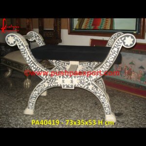 Black Bone Inlay Roman Chair Stool