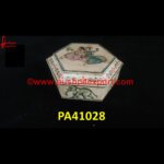 King and Queen Inlaid Bone Box in Hexagonal Shape