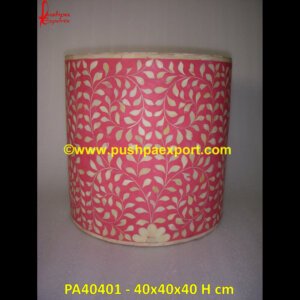 Pink Floral Bone Inlay Stool