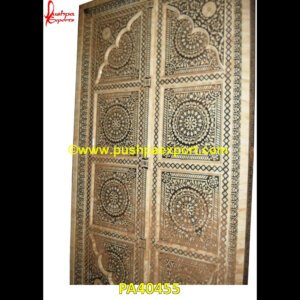 Black Bone Inlay Door with Floral Pattern