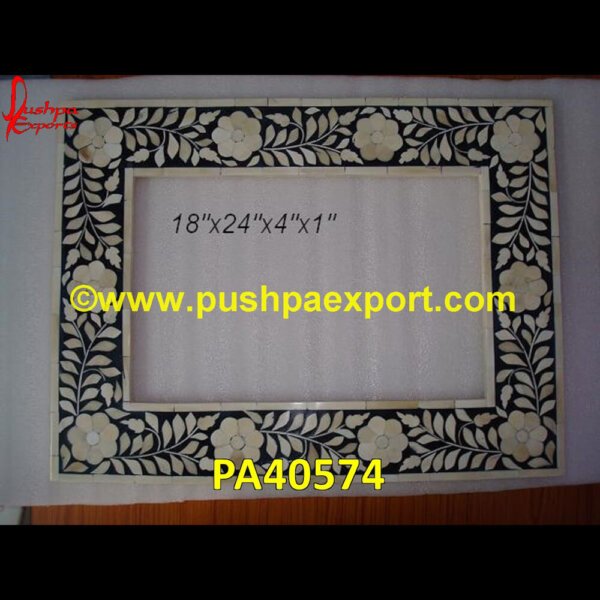 Flower Inlaid Bone Photo Frame PA40574 Inlay Vanity, Inlay Vanity Table, Large Bone Frame, Picture Frame Bone, Picture Frame With Inlay, Scalloped Bone Frame, Small Bone Frame, White Bone Picture Frame, Wood Inlay Frame.jpg