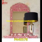 Pink Bone Inlay Mirror Frame