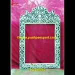 Bone Inlay Mirror Frame With Leaf Carving