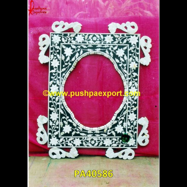 Flower Carved Bone Inlay Frame PA40586 Bone Picture Frame, Herringbone Vanity, Inlay Picture Frame, Bone Bathroom Vanity, Bone Frame Mirror, Bone Frame Size, Bone Framework, Bone Inlay Bathroom Vanity, Bone Inlay Bed Frame.jpg