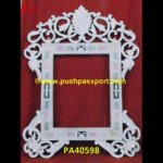 White Bone Inlay Wooden Mirror Frame
