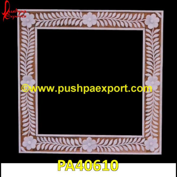 Bone Inlay Photo Frame With Flower PA40610 Inlay Vanity, Inlay Vanity Table, Large Bone Frame, Picture Frame Bone, Picture Frame With Inlay, Scalloped Bone Frame, Small Bone Frame, White Bone Picture Frame, Wood Inlay Frame.jpg