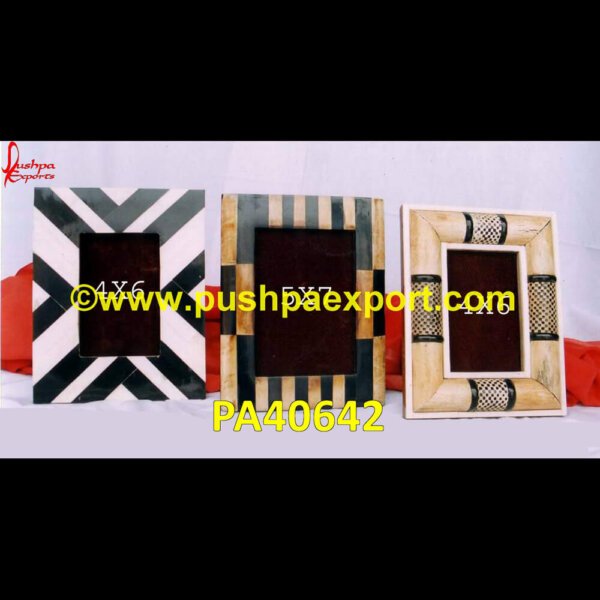 Chevron Bone Photo Frame PA40642 Frame Inlay, Horn Bone Photo Frames, Inlay Dressing Table, Inlay Frame, Inlay Photo Frame, Inlay Vanity, Inlay Vanity Table, Large Bone Frame, Picture Frame Bone, Picture Frame With Inlay.jpg