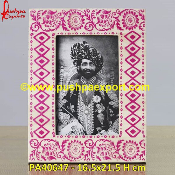 Royal Pink Bone Inlay Photo Frame PA40647 Inlay Vanity, Inlay Vanity Table, Large Bone Frame, Picture Frame Bone, Picture Frame With Inlay, Scalloped Bone Frame, Small Bone Frame, White Bone Picture Frame, Wood Inlay Frame.jpg