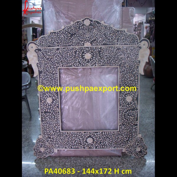 Parrot Design Antique Bone Frame PA40683 Inlay Vanity, Inlay Vanity Table, Large Bone Frame, Picture Frame Bone, Picture Frame With Inlay, Scalloped Bone Frame, Small Bone Frame, White Bone Picture Frame, Wood Inlay Frame.jpg