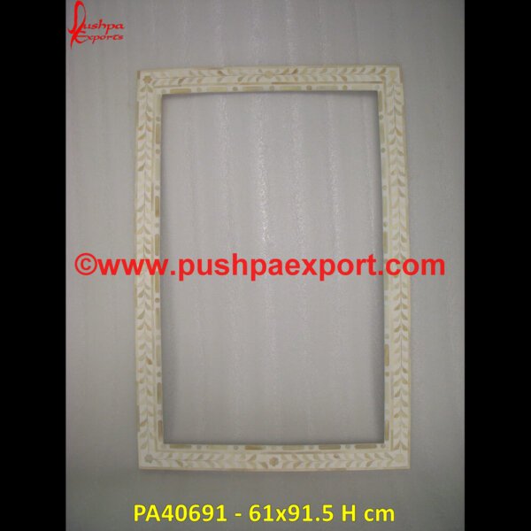 Floral Bone Frame In White PA40691 Wood Inlay Frame, Wood Inlay Picture Frame, Bone Frame, Bone Inlay Picture Frame, Bone Picture Frame, Herringbone Vanity, Inlay Picture Frame, Bone Bathroom Vanity, Bone Frame Mirror.jpg