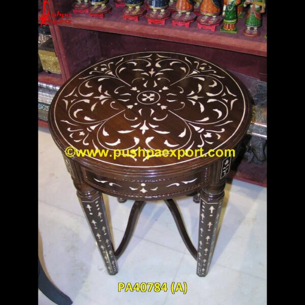 Bone Inlay Circular Table PA40784 (A) Inlay Console Table, Inlay Coffee Table, Inlaid Wood Table, Inlaid Wood Dining Table, Herringbone Kitchen Table, Bone Side Table, Bone Inlay Table, Bone Inlay Side Table, Bone Coffee Table.jpg