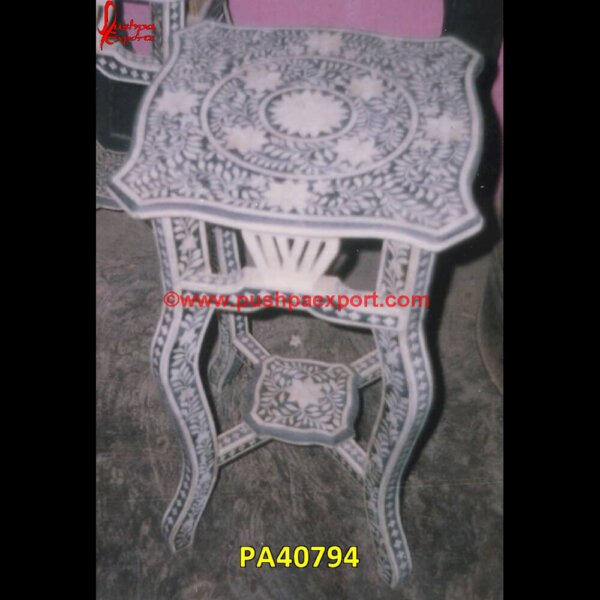 Bone Inlay Side Table PA40794 Bone Inlay Dining Table, Bone Inlay Console Table, Bone Inlay Console, Bone Console Table, Bone Coffee Table, Backbone Console, Wooden Bone Inlay Table, White Bone Inlay Side Table.jpg