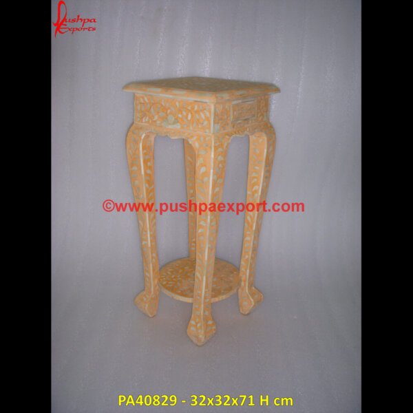 Floral Inlay Bedside Table in Orange Color PA40829 Bone Inlay Table Top, Bone Inlay Table Lamp, Bone Inlay Table India, Bone Inlay Sofa Table, Bone Inlay Side Table UK, Bone Inlay Side Table Round, Bone Inlay Side Table Blue, Bone Inlay.jpg