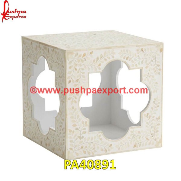 White Bone Inlay Cubic Table PA40891 Inlay Table, Inlay Side Table, Inlay Nightstand, Inlay Marble Table, Inlay End Table, Inlay Dining Table, Inlay Console Table, Inlay Coffee Table, Moroccan Bone Inlay Console Table.jpg