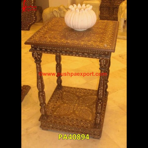 Wooden Bone Inlaid Side Table PA40894 Inlay Marble Table, Inlay End Table, Inlay Dining Table, Inlay Console Table, Inlay Coffee Table, Inlaid Wood Table, Inlaid Wood Dining Table, Herringbone Kitchen Table, Bone Inlay Table.jpg