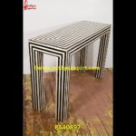 Black And White Bone Inlay Stripes Console Table
