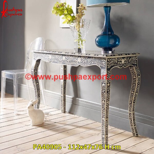 Black Bone Inlay Console PA40905 Bone Inlay Dining Table, Bone Inlay Console Table, Bone Inlay Console, Bone Console Table, Bone Coffee Table, Backbone Console, Wooden Bone Inlay Table, White Bone Inlay Side Table.jpg