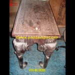 Wooden Bone Inlay Console With Elephant Legs