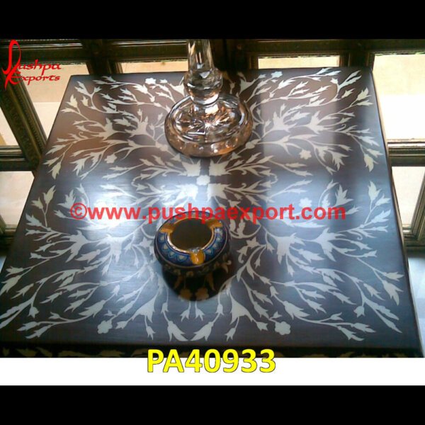 Floral Black Bone Inlay Table Top PA40933 Inlaid Wood Table Top, How To Make Inlay, How To Make A Herringbone Table Top, Bone Tabletop Tactics, Bone Slab, Bone Inlay Table Top, Bone Inlay Slab, Bone Slabs For Carving, Table Top.jpg