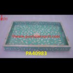 Bone Inlay Tray In Green Color