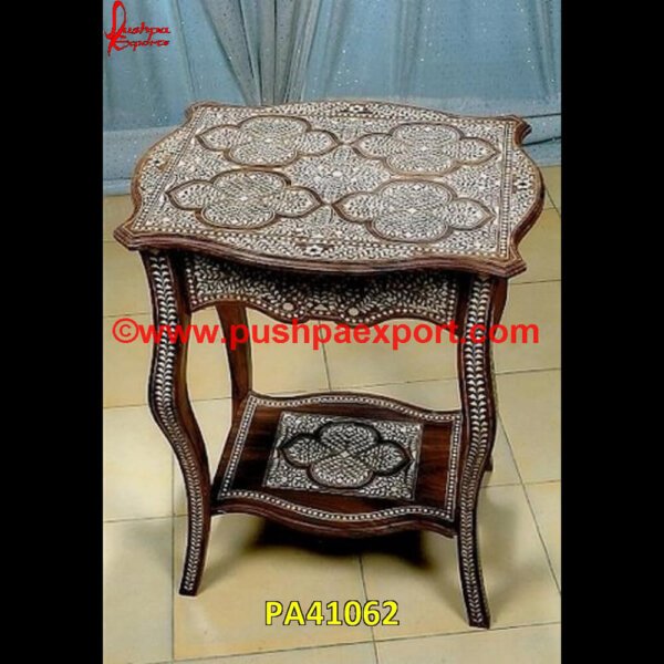 Floral Bone Inlay Table in Wood PA41062 Waterfall Inlay Coffee Table, Striped Bone Inlay Coffee Table, Side Table Bone Inlay, Round Bone Inlay Table, Round Bone Inlay Side Table, Round Bone Inlay Coffee Table, Mosaic Bone.jpg