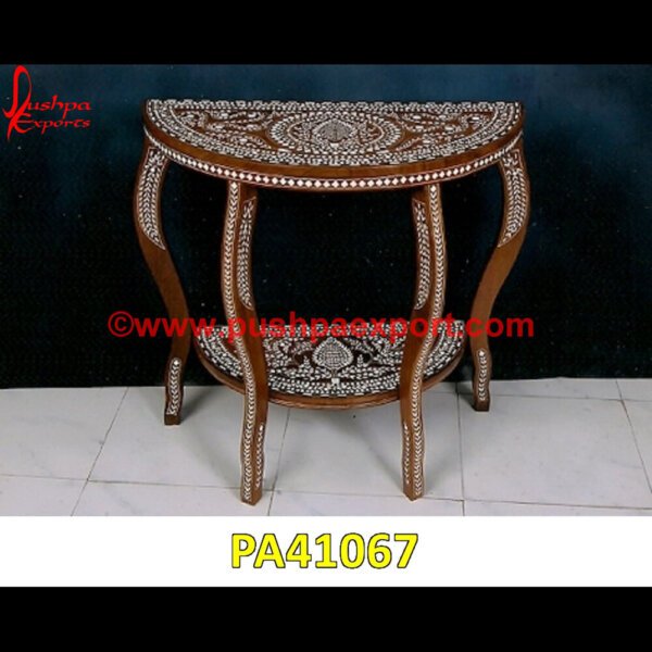 Half Round Bone Inlay Console Table PA41067 Round Bone Inlay Coffee Table, Mosaic Bone Coffee Table, Moroccan Inlay Table, Moroccan Inlay Console Table, Moroccan Inlay Coffee Table, Moroccan Bone Inlay Side Table, Low Bone Coffee.jpg