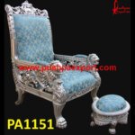 Blue And Silver Jali Carving Chair