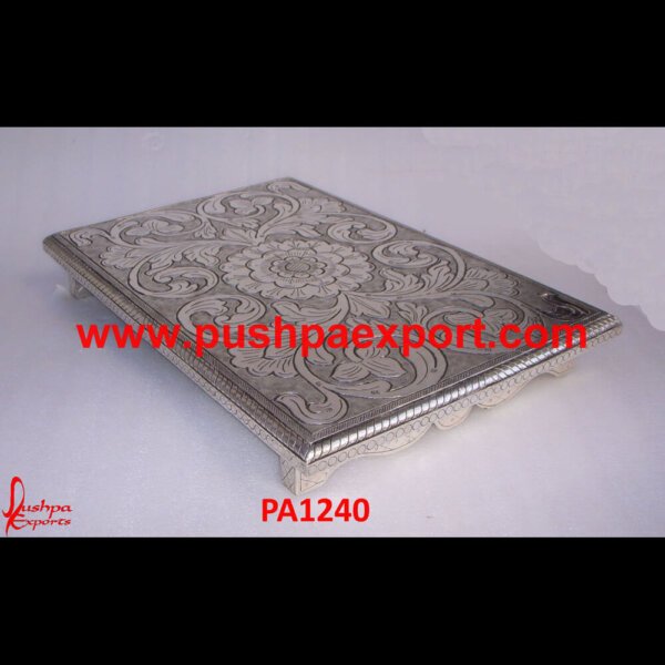 Silver Coated Patiya PA1240 - 30x20 inches pure silver chowki, pure silver stool for pooja, silver accent stool, silver bedroom stool, silver chaurang, silver chowki, silver chowki designs, silver chowki for pooja,.jpg