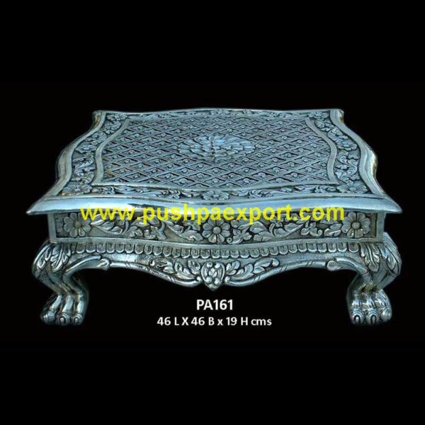 Silver Chaurang PA161 german silver stool, grey and silver stool, grey silver stool, pink and silver dressing table stool, pink and silver stool, pooja chowki silver, pure silver chowki, pure silver stool for.jpg