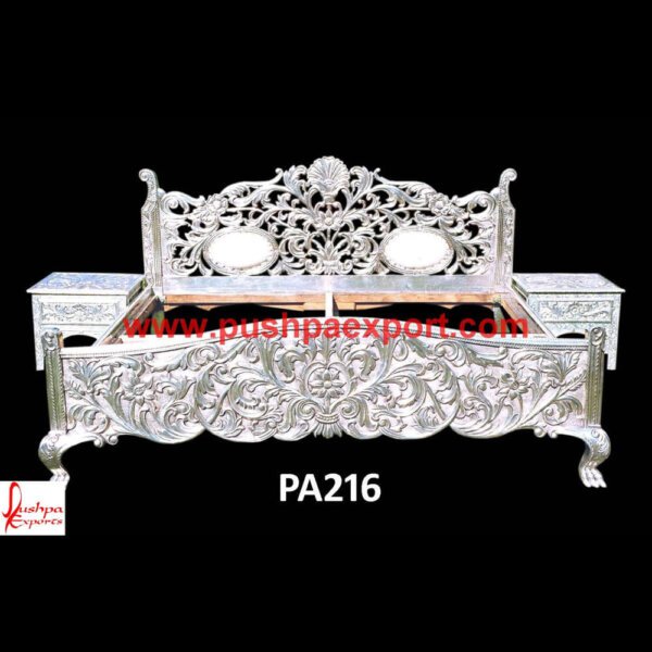 Silver Bed Frame PA216 silver dresser, silver king size bedroom set, silver king bed, black and silver bedroom set, silver king bed frame, black and silver dresser, silver queen bedroom set.jpg