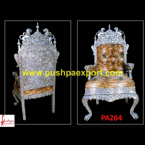 Lion Arms Silver Throne PA264 - Silver Wingback Chair, Vanity Chair Silver, White And Silver Dining Table And Chairs, White And Silver Throne Chair Rental, White Silver Dining Chairs, The Chronicles Of Narnia The.jpg