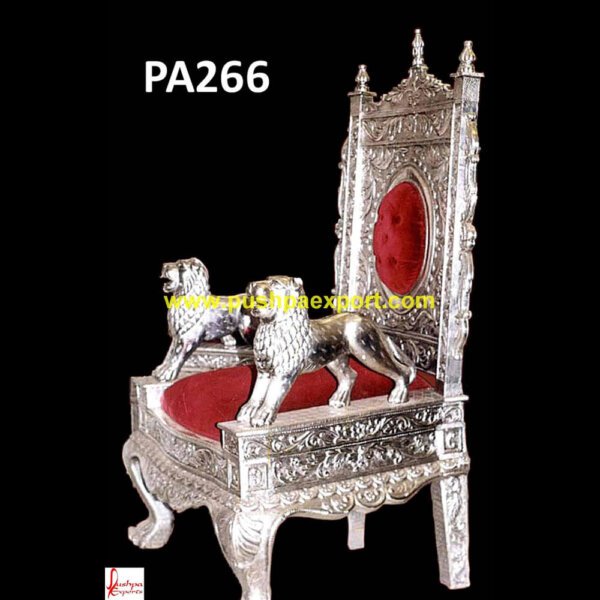 Lion Handles Silver Throne PA266 - White And Silver Dining Table And Chairs, White And Silver Throne Chair Rental, White Silver Dining Chairs, The Chronicles Of Narnia The Silver Chair, The Silver Chair, Accent Chai.jpg