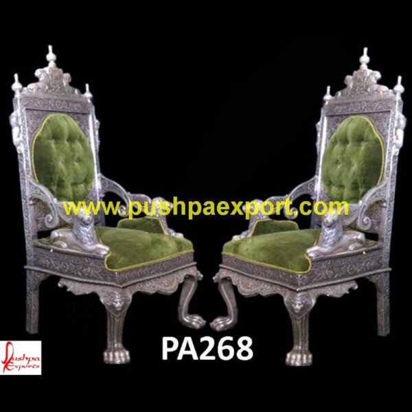 Silver Carved Lion Throne Chair PA268 - White And Silver Throne Chair Rental, White Silver Dining Chairs, The Chronicles Of Narnia The Silver Chair, The Silver Chair, Accent Chair With Silver Legs, Black And Silver Accen.jpg