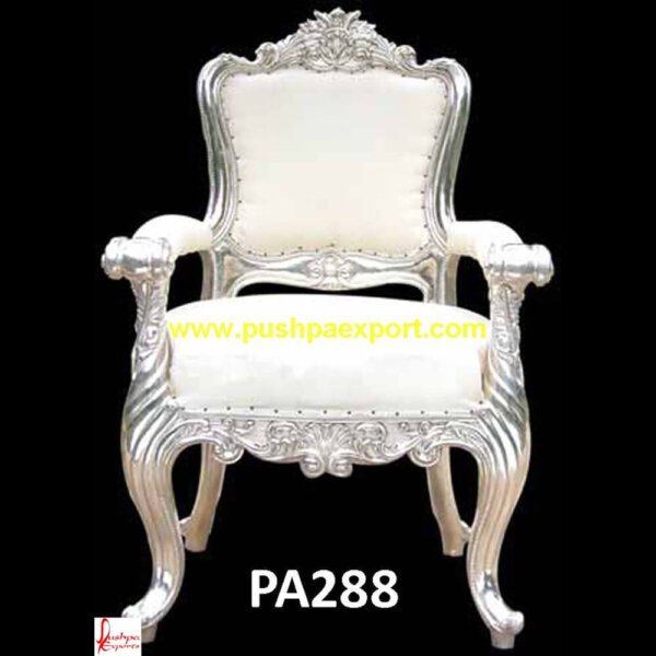 White And Silver Dining Chair PA288 - Silver Velvet Chair, Silver Vanity Chair, Silver Upholstered Chair, Silver Throne Chair, Silver Sofa Chair, Silver Metal Dining Room Chairs, Silver Metal Dining Chair.jpg